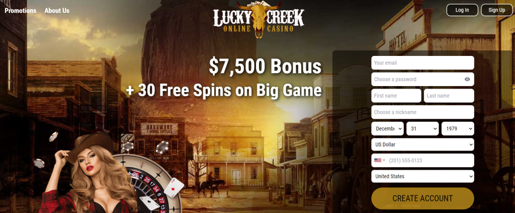 Lucky Creek Online Casino Front